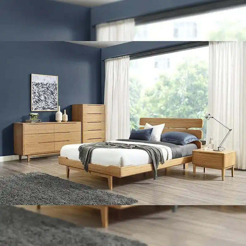 Lit Queen Currant avec plateforme, couleur caramel