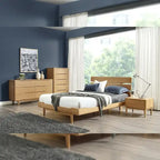 Lit Queen Currant avec plateforme, couleur caramel