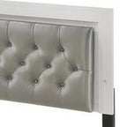 Lit Queen Size élégant, liseré LED, tête de lit capitonnée, blanc