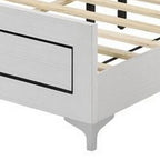 Lit Queen Size élégant, liseré LED, tête de lit capitonnée, blanc