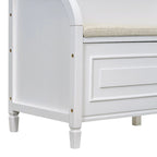Banc de rangement rustique en bois massif pour entrée avec charnière de sécurité