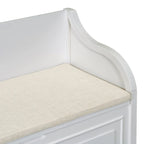 Banc de rangement rustique en bois massif pour entrée avec charnière de sécurité
