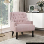 Fauteuil d'appoint traditionnel moderne, revêtement en chenille, capitonnage, bois massif, 1 pièce, mobilier de salon
