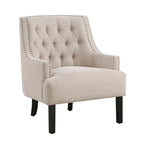 Fauteuil d'appoint traditionnel moderne, revêtement en chenille, capitonnage, bois massif, 1 pièce, mobilier de salon