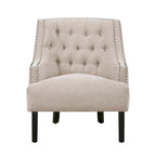 Fauteuil d'appoint traditionnel moderne, revêtement en chenille, capitonnage, bois massif, 1 pièce, mobilier de salon