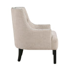 Fauteuil d'appoint traditionnel moderne, revêtement en chenille, capitonnage, bois massif, 1 pièce, mobilier de salon