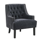 Fauteuil d'appoint traditionnel moderne, revêtement en chenille, capitonnage, bois massif, 1 pièce, mobilier de salon