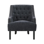 Fauteuil d'appoint traditionnel moderne, revêtement en chenille, capitonnage, bois massif, 1 pièce, mobilier de salon