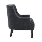 Fauteuil d'appoint traditionnel moderne, revêtement en chenille, capitonnage, bois massif, 1 pièce, mobilier de salon