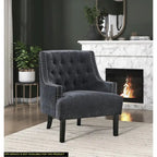 Fauteuil d'appoint traditionnel moderne, revêtement en chenille, capitonnage, bois massif, 1 pièce, mobilier de salon
