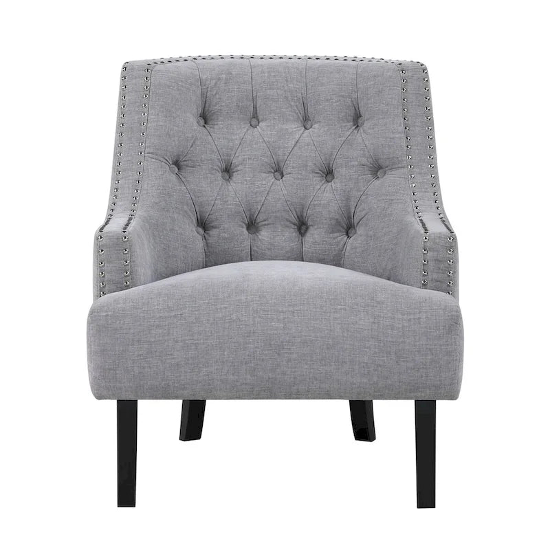 Fauteuil d'appoint traditionnel moderne, revêtement en chenille, capitonnage, bois massif, 1 pièce, mobilier de salon