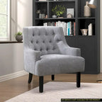 Fauteuil d'appoint traditionnel moderne, revêtement en chenille, capitonnage, bois massif, 1 pièce, mobilier de salon