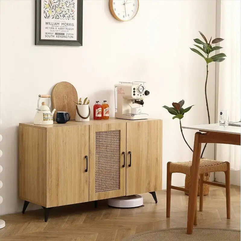 Meuble à trois portes 45,3W avec rotin naturel - S.O.