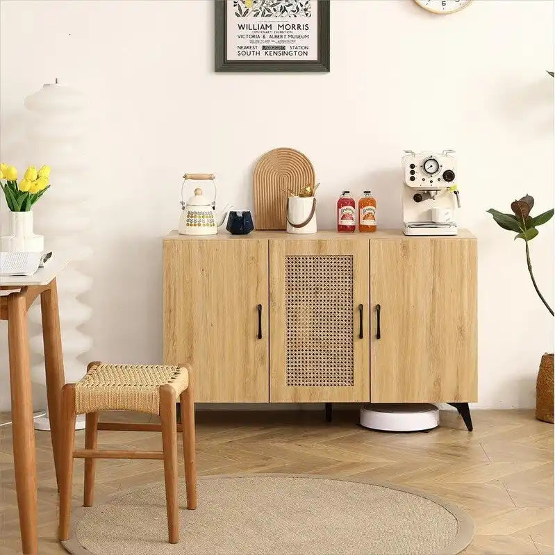 Meuble à trois portes 45,3W avec rotin naturel - S.O.