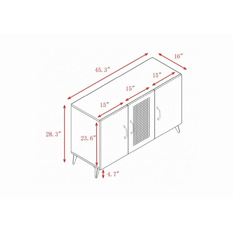 Meuble à trois portes 45,3W avec rotin naturel - S.O.