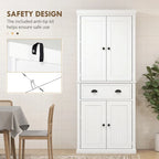 Meuble de cuisine, Grand placard de rangement, Armoire autonome avec tiroir, portes et étagères réglables