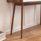 Table d'entrée avec 2 tiroirs à panneaux sculptés, table console avec espace de rangement et pieds en bois, table de canapé derrière le canapé pour le couloir