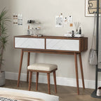 Table d'entrée avec 2 tiroirs à panneaux sculptés, table console avec espace de rangement et pieds en bois, table de canapé derrière le canapé pour le couloir