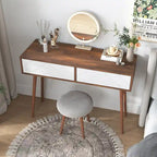 Table d'entrée avec 2 tiroirs à panneaux sculptés, table console avec espace de rangement et pieds en bois, table de canapé derrière le canapé pour le couloir