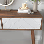 Table d'entrée avec 2 tiroirs à panneaux sculptés, table console avec espace de rangement et pieds en bois, table de canapé derrière le canapé pour le couloir
