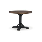 Table à manger hauteur comptoir noire et marron foncé, 122 cm L x 122 cm P x 91 cm H