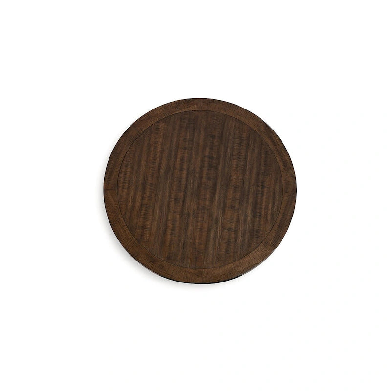 Table à manger hauteur comptoir noire et marron foncé, 122 cm L x 122 cm P x 91 cm H