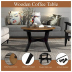Table basse circulaire en bois de style Mid-Century pour salon de ferme