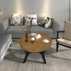 Table basse circulaire en bois de style Mid-Century pour salon de ferme