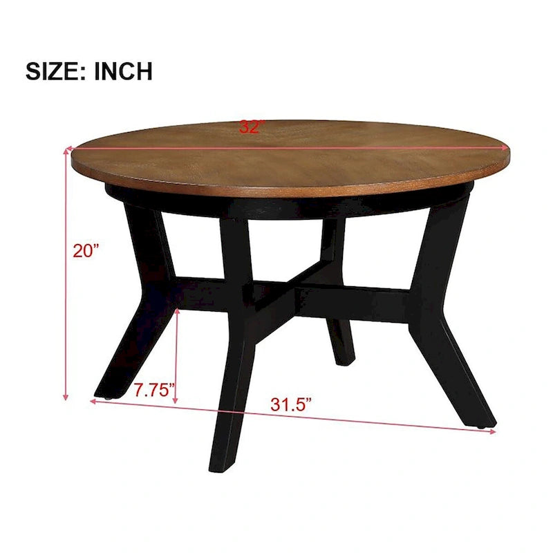 Table basse circulaire en bois de style Mid-Century pour salon de ferme