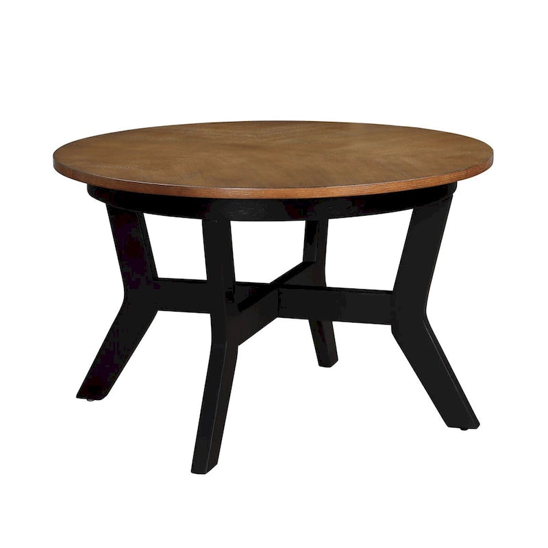 Table basse circulaire en bois de style Mid-Century pour salon de ferme