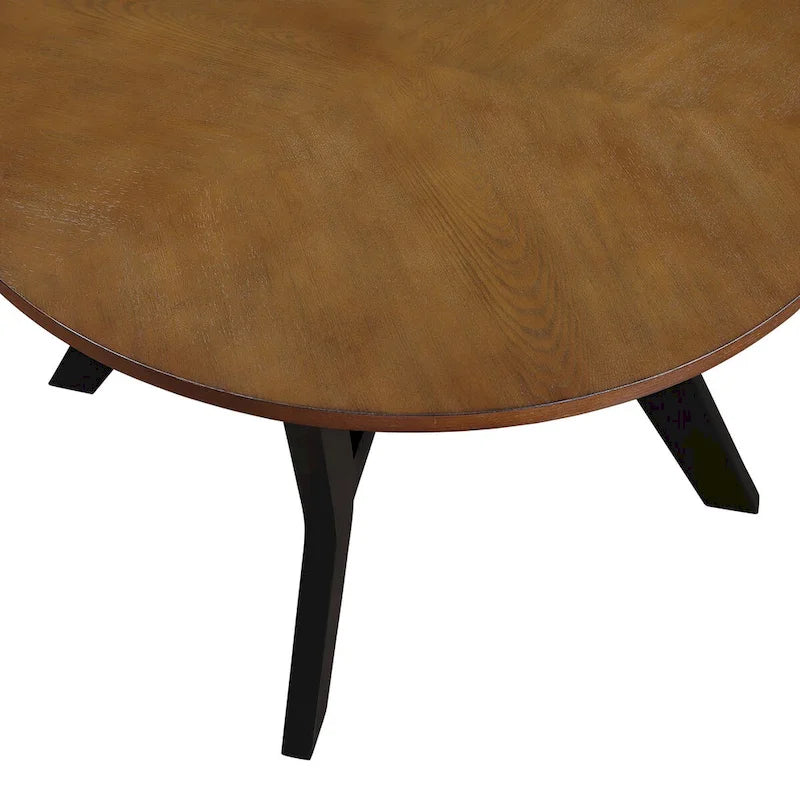 Table basse circulaire en bois de style Mid-Century pour salon de ferme