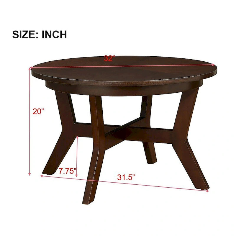 Table basse circulaire en bois de style Mid-Century pour salon de ferme