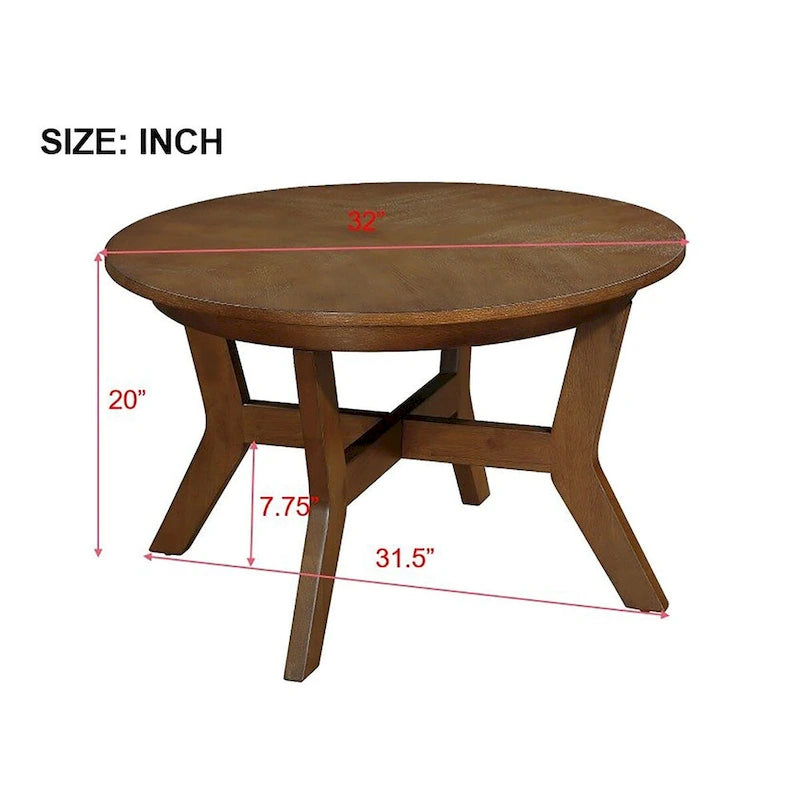 Table basse circulaire en bois de style Mid-Century pour salon de ferme