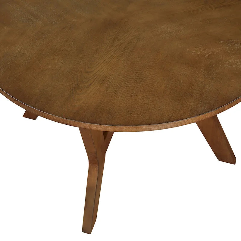Table basse circulaire en bois de style Mid-Century pour salon de ferme
