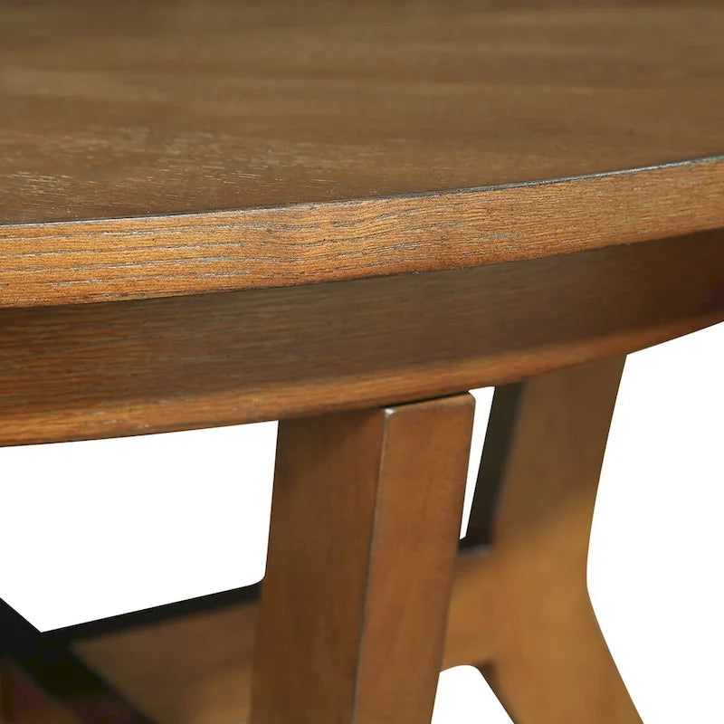 Table basse circulaire en bois de style Mid-Century pour salon de ferme