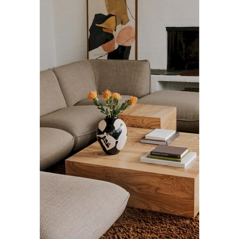 Table d'appoint moderne en placage de bois de loupe naturel, 18"L x 18"P x 16"H