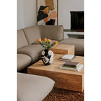 Table d'appoint moderne en placage de bois de loupe naturel, 18"L x 18"P x 16"H