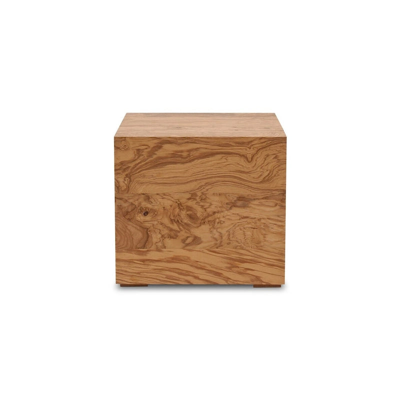 Table d'appoint moderne en placage de bois de loupe naturel, 18"L x 18"P x 16"H