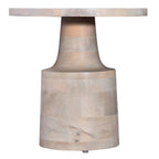 Table d'appoint, plateau rond de 18 pouces, pied central, bois de manguier blanc chêne
