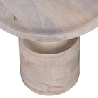 Table d'appoint, plateau rond de 18 pouces, pied central, bois de manguier blanc chêne