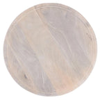 Table d'appoint, plateau rond de 18 pouces, pied central, bois de manguier blanc chêne