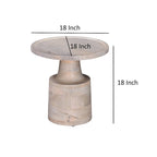 Table d'appoint, plateau rond de 18 pouces, pied central, bois de manguier blanc chêne