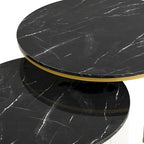 Table basse gigogne ronde moderne cannelée avec tiroir