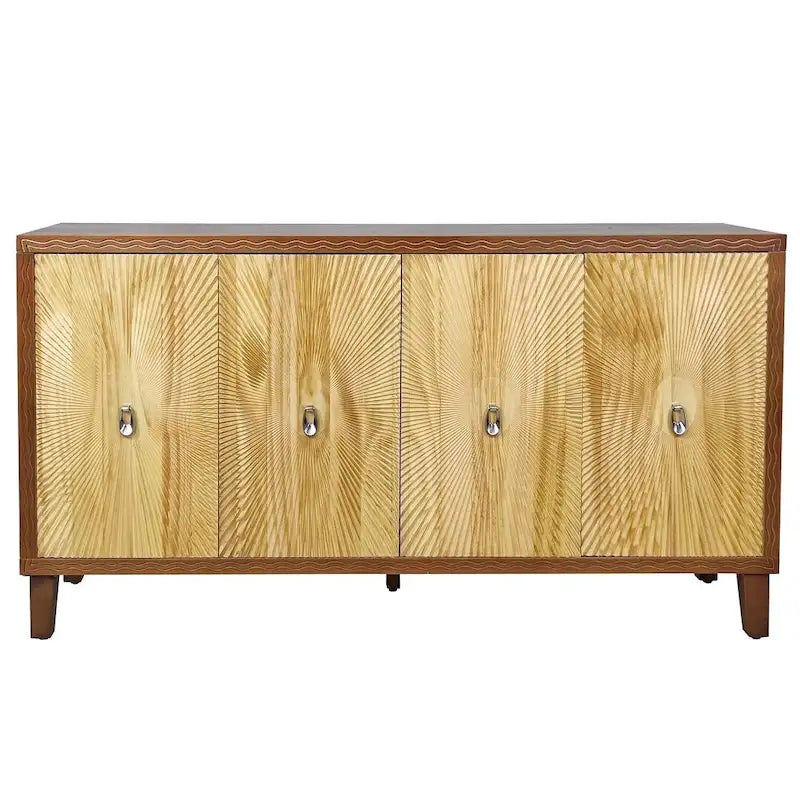 Buffet/Vaisselier à Motif Sculpté 60 Vintage 4 Portes