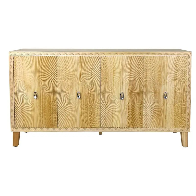 Buffet/Vaisselier à Motif Sculpté 60 Vintage 4 Portes