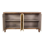 Buffet/Vaisselier à Motif Sculpté 60 Vintage 4 Portes