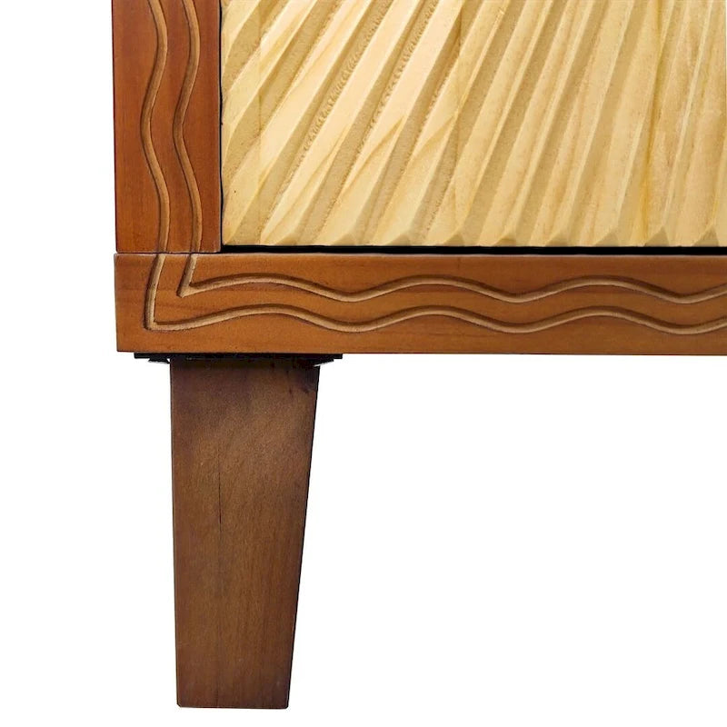 Buffet/Vaisselier à Motif Sculpté 60 Vintage 4 Portes