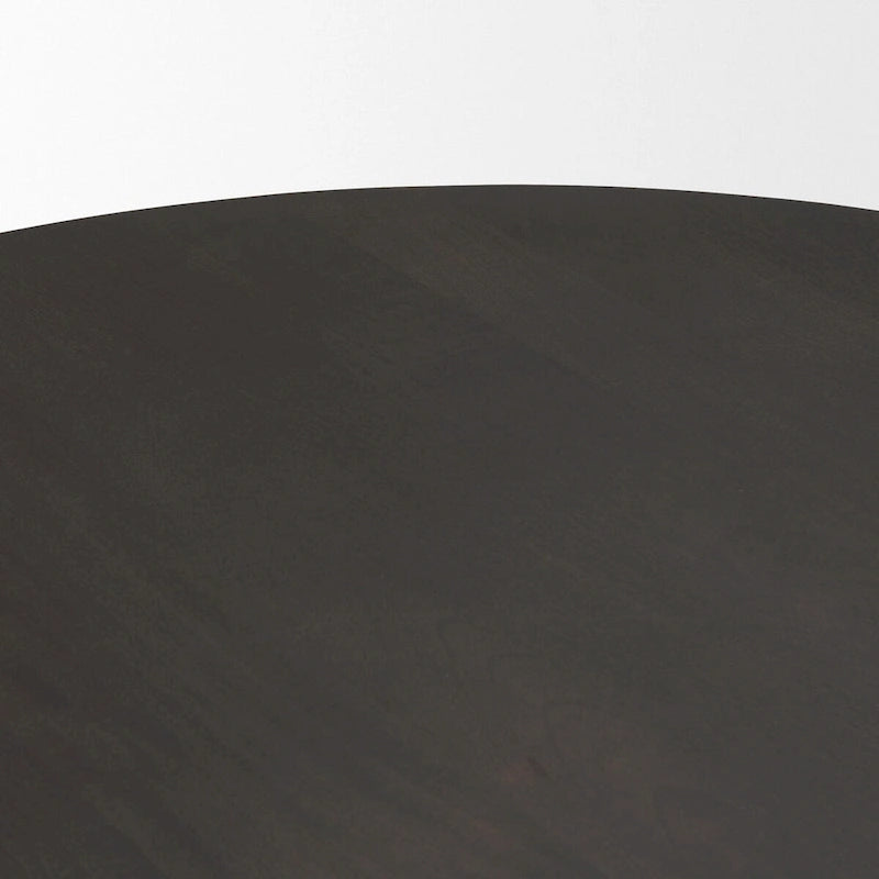 Table à manger en bois texturé espresso, ronde de 60", avec piètement géométrique - 60,0L x 60,0W x 30,0H