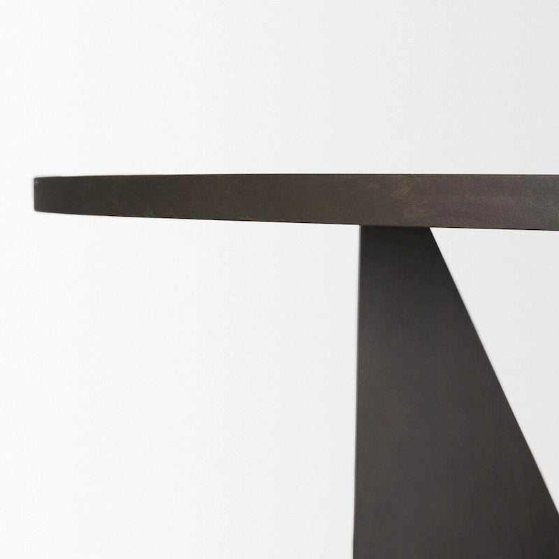 Table à manger en bois texturé espresso, ronde de 60", avec piètement géométrique - 60,0L x 60,0W x 30,0H