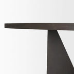 Table à manger en bois texturé espresso, ronde de 60", avec piètement géométrique - 60,0L x 60,0W x 30,0H